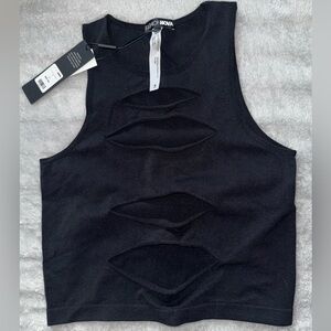 Fashion Nova Black Sleeveless Cutout Top